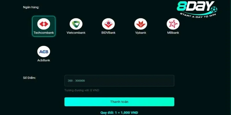 Nạp tiền 8Day qua tài khoản ngân hàng được ưa chuộng bởi nhanh chóng, tiện lợi